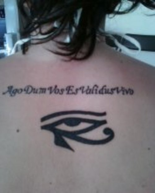 Horus Eye Tattoo On Girl Upperback